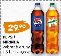 Terno PEPSI, MIRINDA vybrané druhy nabídka