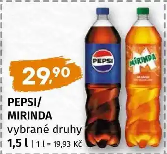 PEPSI, MIRINDA vybrané druhy