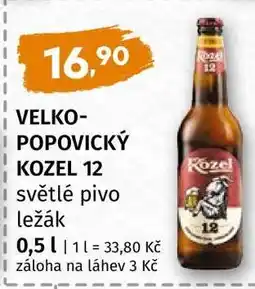 Terno VELKOPOPOVICKÝ KOZEL 12 světlé pivo ležák nabídka