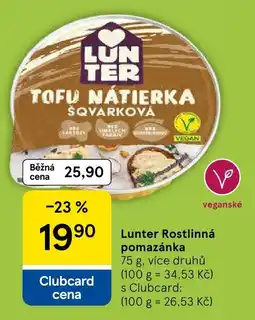 Tesco Lunter tofu nátierka škvarková nabídka