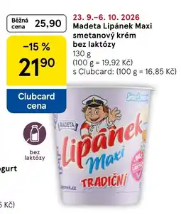 Tesco Madeta Lipánek Maxi smetanový krém bez laktózy nabídka