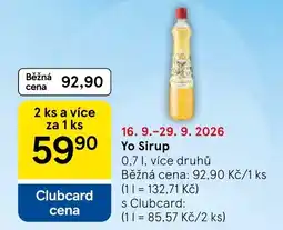 Tesco Yo Sirup nabídka