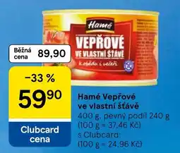 Tesco Hamé vepřové ve vlastní šťávě nabídka