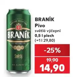 Kaufland BRANÍK Pivo světlé výčepní 0,5 l plech nabídka