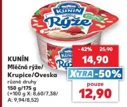 Kaufland KUNÍN Mléčná rýže/krupice/Oveska nabídka