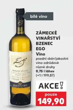 Kaufland ZÁMECKÉ VINAŘSTVÍ BZENEC EGO Vino nabídka