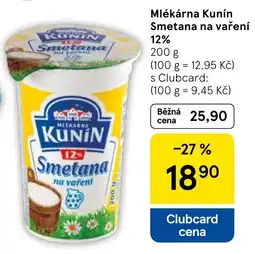 Tesco Mlékárna Kunín Smetana na vaření nabídka