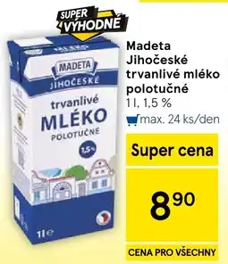 Tesco Madeta trvanlivé mléko polotučné nabídka
