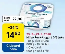 Tesco Milko Řecký jogurt 0% tuku nabídka