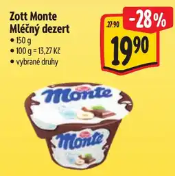 Albert Zott Monte Mléčný dezert nabídka
