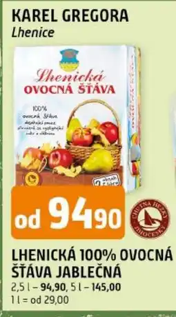 Trefa Karel Gregora lhenická ovocná štava jablečná nabídka
