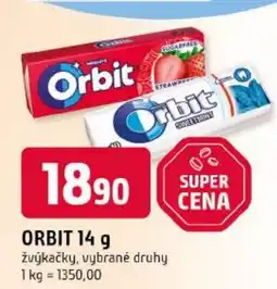 Trefa Orbit žvýkačky, vybrané druhy nabídka