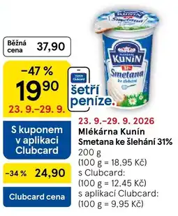Tesco Kunin smetana ke slehání 31% nabídka