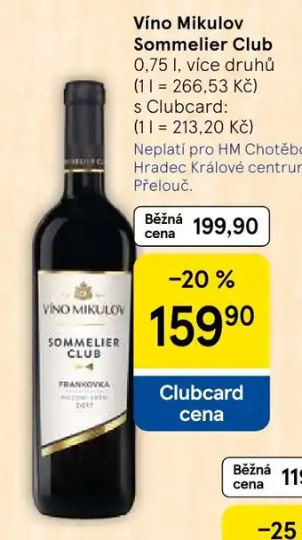 Tesco Víno Mikulov Sommelier Club nabídka