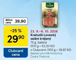 Tesco Krahlík lovecký salám krájený nabídka