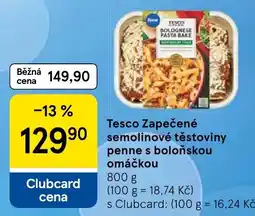 Tesco Tesco zapečené semolinové těstoviny penne s boloňskou omáčkou nabídka