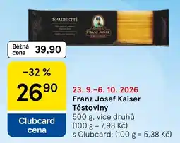 Tesco Franz Josef Kaiser Těstoviny nabídka