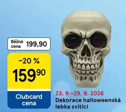 Tesco Dekorace halloweenská lebka svítící nabídka