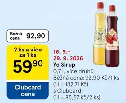 Tesco Yo Sirup nabídka