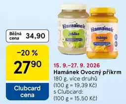 Tesco Hamánek Ovocný příkrm nabídka