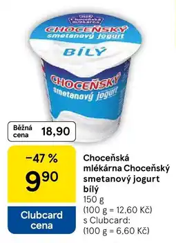 Tesco Choceňská mlékárna smetanový jogurt bílý nabídka