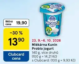 Tesco Mlékárna Kunín Probio jogurt nabídka