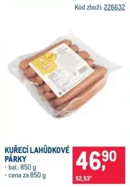 Makro Kuřecí lahůdkové párky nabídka