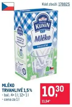 Makro Kunín mléko trvanlivé 1,5% nabídka