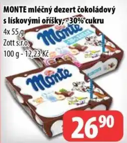 Partner Maloobchodní síť Monte mléčný dezert čokoládový s lískovými oříšky nabídka