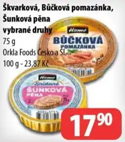 Partner Maloobchodní síť Hameš škvarková, bůčková pomazánka, šunková pěna nabídka