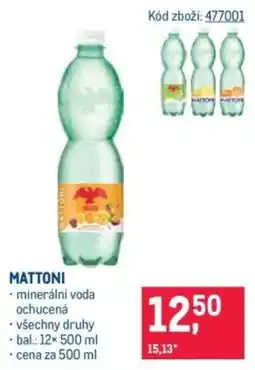 Makro Mattoni minerální voda ochucená všechny druhy nabídka