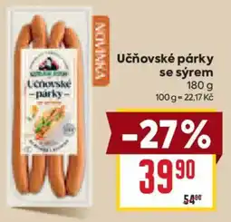 Billa Učňovské párky se sýrem nabídka
