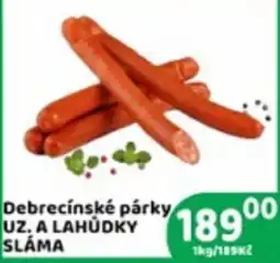 Brněnka Sláma debrecínské párky uz. a lahůdky nabídka