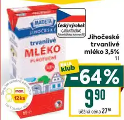 Billa Madeta jihoceske trvanlive mléko nabídka