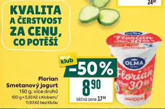 Billa Olma Florian smetanový jogurt nabídka
