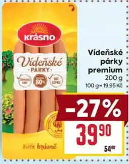 Billa Krasno vídeňské párky premium nabídka