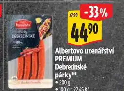 Albert Albertovo uzenářství PREMIUM Debrecínské párky nabídka
