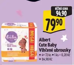 Albert Albert Cute Baby Vlhčené ubrousky 4x 72 ks nabídka