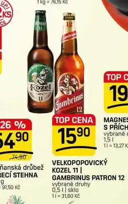 Flop VELKOPOPOVICKÝ KOZEL 11❘ GAMBRINUS PATRON 12 vybrané druhy nabídka