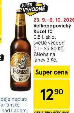 Tesco Velkopopovický Kozel 10 nabídka