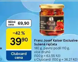 Tesco Franz Josef Kaiser Exclusive Sušená rajčata, 180 g, pevný podíl 110 g nabídka