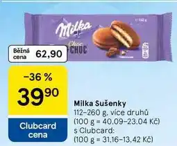 Tesco Milka Sušenky, 112-260 g, více druhů nabídka