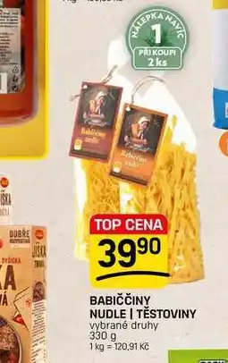 Flop BABIČČINY NUDLE | TĚSTOVINY vybrané druhy nabídka
