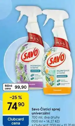 Tesco Savo Čisticí sprej univerzální, 700 ml, dva druhy nabídka