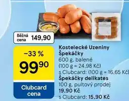 Tesco Kostelecké Uzeniny Špekáčky, 600 g, balené nabídka