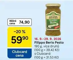 Tesco Filippo Berio Pesto, 190 g, více druhů nabídka