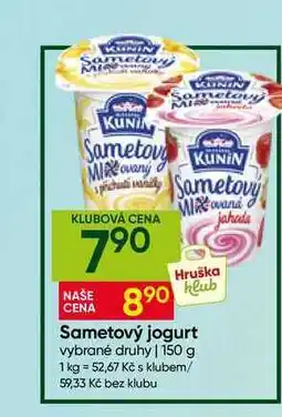Hruška KUNÍN Sametový jogurt vybrané druhy nabídka