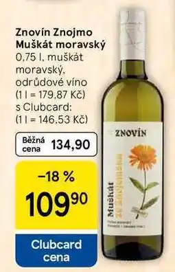 Tesco Znovín Znojmo Muškát moravský, 0,75 l, muškát moravský nabídka