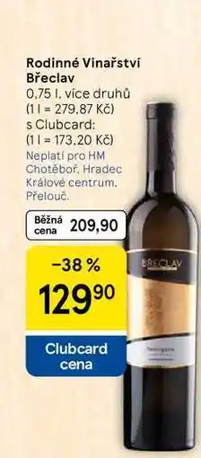 Tesco Rodinné Vinařství Břeclav nabídka