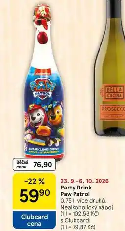 Tesco Party Drink Paw Patrol, 0.75 l, více druhů nabídka